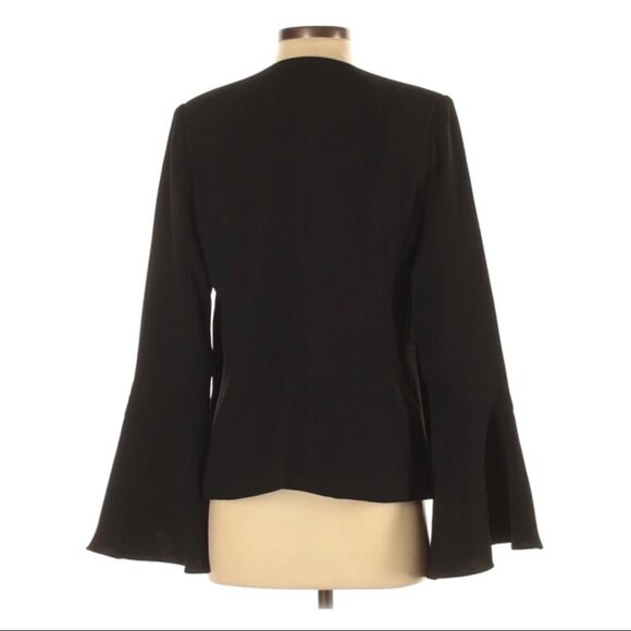 HARLOWE & GRAHAM Ruffle Bell Sleeve Black Blazer - Picture 4 of 10